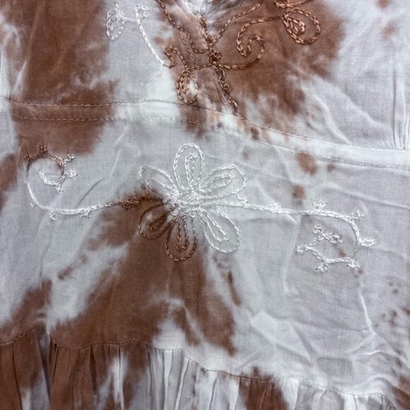 BOHO cotton dress with belted yellow and brown - Picture 2 of 13